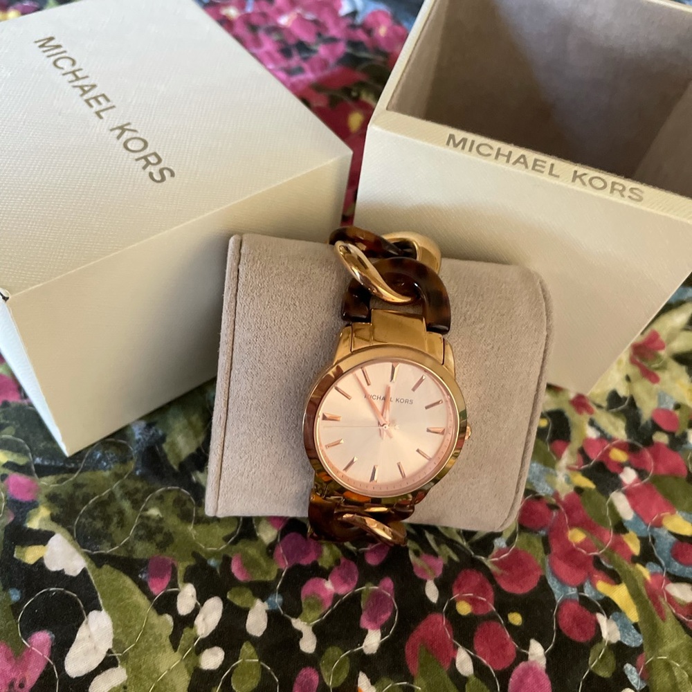 Michael Kors Rose Gold & Tortoise Chain Link Watch